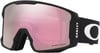 Oakley Skibrille mit rosafarbener Spiegellinse und schwarzem Band.