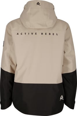 Beige Jacke mit schwarzem unteren Teil und Active Rebel Logo. Beige Jacke mit schwarzem unteren Teil und Active Rebel Logo.