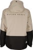 Beige Jacke mit schwarzem unteren Teil und Active Rebel Logo.