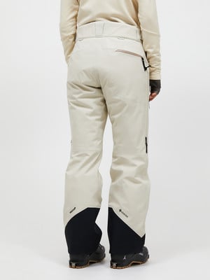 Damen-Skihose in Beige mit schwarzen Details und Gore-Tex-Logo. Damen-Skihose in Beige mit schwarzen Details und Gore-Tex-Logo.