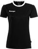 Schwarzes Damen-T-Shirt von Kempa mit weißem Halsausschnitt und Logo.