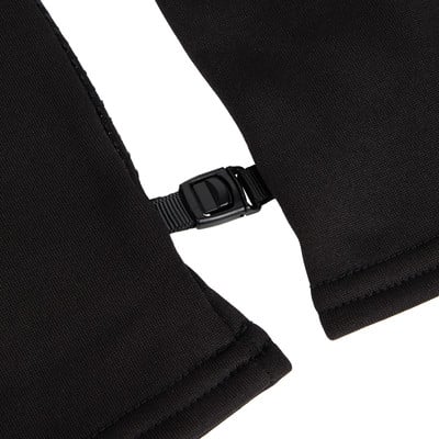 Schwarze Handschuhe mit schwarzer Kunststoffschnalle.