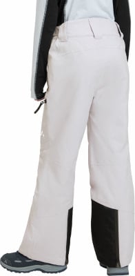 Damen-Skihose in Hellrosa mit schwarzen Details an den Hosenbeinen.