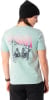 Damen T-Shirt mit Berg- und Skifahrer-Print in Pastellfarben.