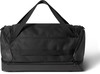 Čierna športová taška s popruhmi a zipsami, pohľad spredu.