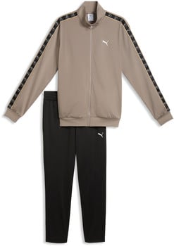 Puma Trainingsanzug für Herren in Beige mit schwarzen Hosen und Logo.