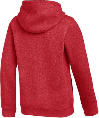 Roter Kapuzenpullover von hinten gesehen.