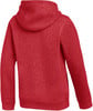 Roter Kapuzenpullover von hinten gesehen.