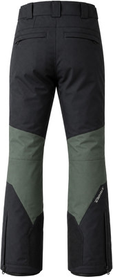 Schwarze Skihose mit dunkelgrünen Einsätzen und Logo. Schwarze Skihose mit dunkelgrünen Einsätzen und Logo.