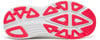Laufschuhsohle mit rosa und weißen Elementen und Saucony-Logo.