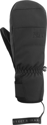 Schwarze Fäustlinge mit Logo und Handgelenkband. Schwarze Fäustlinge mit Logo und Handgelenkband.