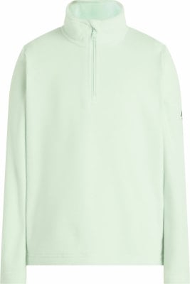 Hellgrüner Fleece-Pullover mit Stehkragen und kurzem Reißverschluss. Hellgrüner Fleece-Pullover mit Stehkragen und kurzem Reißverschluss.