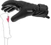 Schwarze Skihandschuhe mit Schlaufe und Stock.