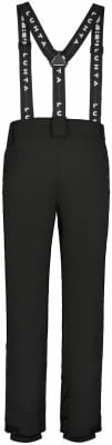 Schwarze Skihose mit Latz und Luhta-Logo auf den Trägern. Schwarze Skihose mit Latz und Luhta-Logo auf den Trägern.