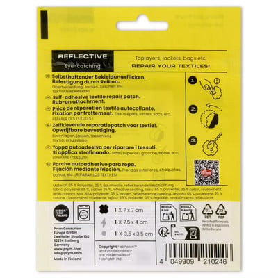 Reflektierende Textilflicken zur Reparatur von Kleidung, Jacken und Taschen.
