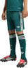 Kind in dunkelgrünem Fußballtrikot und Shorts mit weißen Streifen.