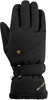 Schwarze Winterhandschuhe mit verstellbarem Handgelenkband und Logo.