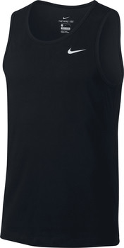 Schwarzes Nike Tanktop mit Logo und Schriftzug 'The Nike Tee'.