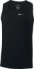 Schwarzes Nike Tanktop mit Logo und Schriftzug 'The Nike Tee'.