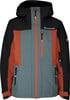 Schwarze Jacke mit orangefarbenen und grauen Einsätzen und Active Rebel Logo.