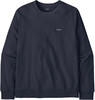Dunkelblaue Sweatshirt mit kleinem Patagonia-Logo auf der Brust.