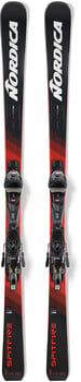 Nordica Spitfire Ski mit schwarzem und rotem Design und Bindung.