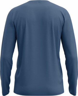Rückansicht eines dunkelblauen Langarmshirts. Rückansicht eines dunkelblauen Langarmshirts.