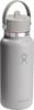 Graue Hydro Flask Flasche mit Griff und Logo.