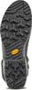 Schuhsohle eines Wanderschuhs mit aggressivem Profil und Vibram-Logo.