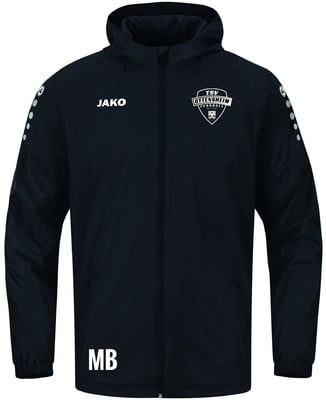 Schwarze Jacke mit TSV Ottensheim Logo und Initialen MB.