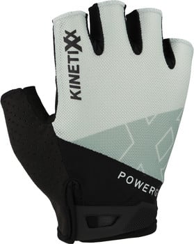 Fingerlose Radsporthandschuhe mit KinetiXX-Logo und POWERGRIP-Schriftzug.