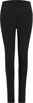 Schwarze Damenleggings mit hohem Bund und Taschen vorne.