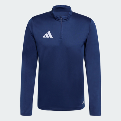 Dunkelblaue Mikina mit kurzem Reißverschluss und Adidas-Logo. Dunkelblaue Mikina mit kurzem Reißverschluss und Adidas-Logo.