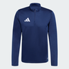 Dunkelblaue Mikina mit kurzem Reißverschluss und Adidas-Logo.