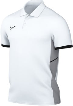 Bílé polo tričko Nike s černými detaily a šedými bočními panely.