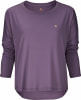 Lila Langarmshirt mit feinem Streifenmuster.