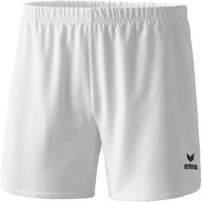 Kurze weiße Sporthose mit Erima-Logo am rechten Hosenbein. Kurze weiße Sporthose mit Erima-Logo am rechten Hosenbein.
