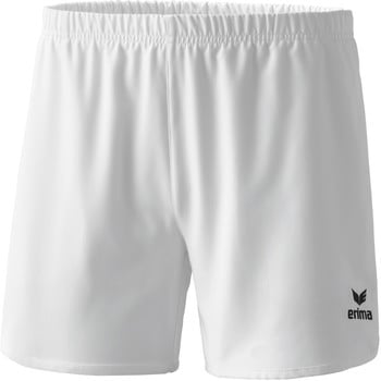 Kurze weiße Sporthose mit Erima-Logo am rechten Hosenbein.