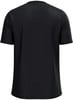 Schwarzes Herren-T-Shirt mit kurzen Ärmeln, von hinten gezeigt.