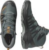 Herren-Wanderschuhe von Salomon in Dunkelgrün mit orangefarbenen Akzenten.