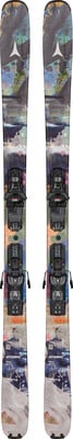 Atomic-Ski mit buntem abstraktem Muster und schwarzer Bindung. Atomic-Ski mit buntem abstraktem Muster und schwarzer Bindung.