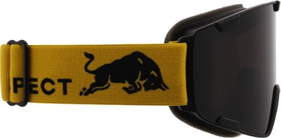 Skibrille mit gelbem Band mit Bullenlogo und Schriftzug. Skibrille mit gelbem Band mit Bullenlogo und Schriftzug.