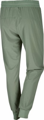 Grüne lockere Hose mit elastischem Bund und schmalen Bündchen.