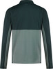 Rückseite eines dunkelgrünen Sweatshirts mit zwei Farbblöcken.