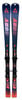 Fischer Curv Ski mit Bindung, dunkelblau mit orangefarbenen Akzenten.