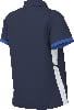 Dunkelblaues Poloshirt mit blauen Ärmelstreifen und weißem Paneel.