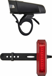 Lichtanlage LED 800 Lumen vorne, 30 Lumen hint. USB Kabel, QR Halter