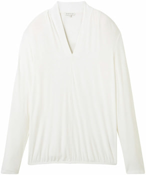 Tom Tailor TOM TAILOR Crepe V-Neck női hossztú ujjú póló