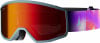 Skibrille mit rotem Spiegellinse und buntem Band.