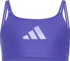 Lila Adidas Sport-BH mit Logo auf der Vorderseite.